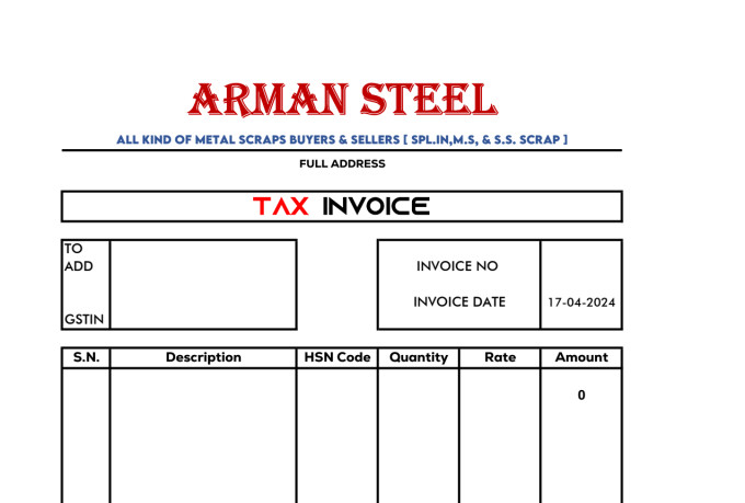 make a clean and editable excel invoice for you
